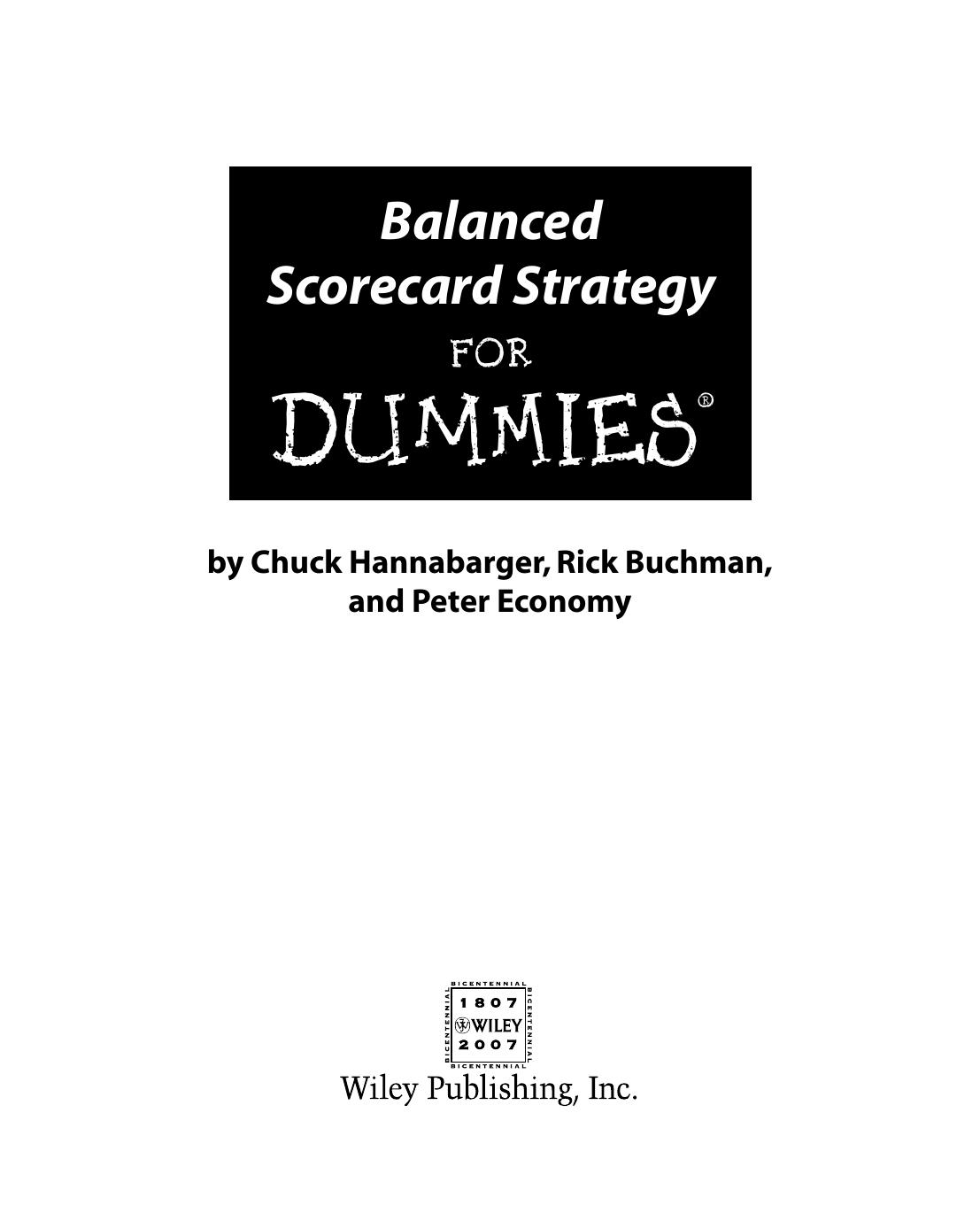 Balanced Scorecard Strategy for Dummies ISBN - 047013397X