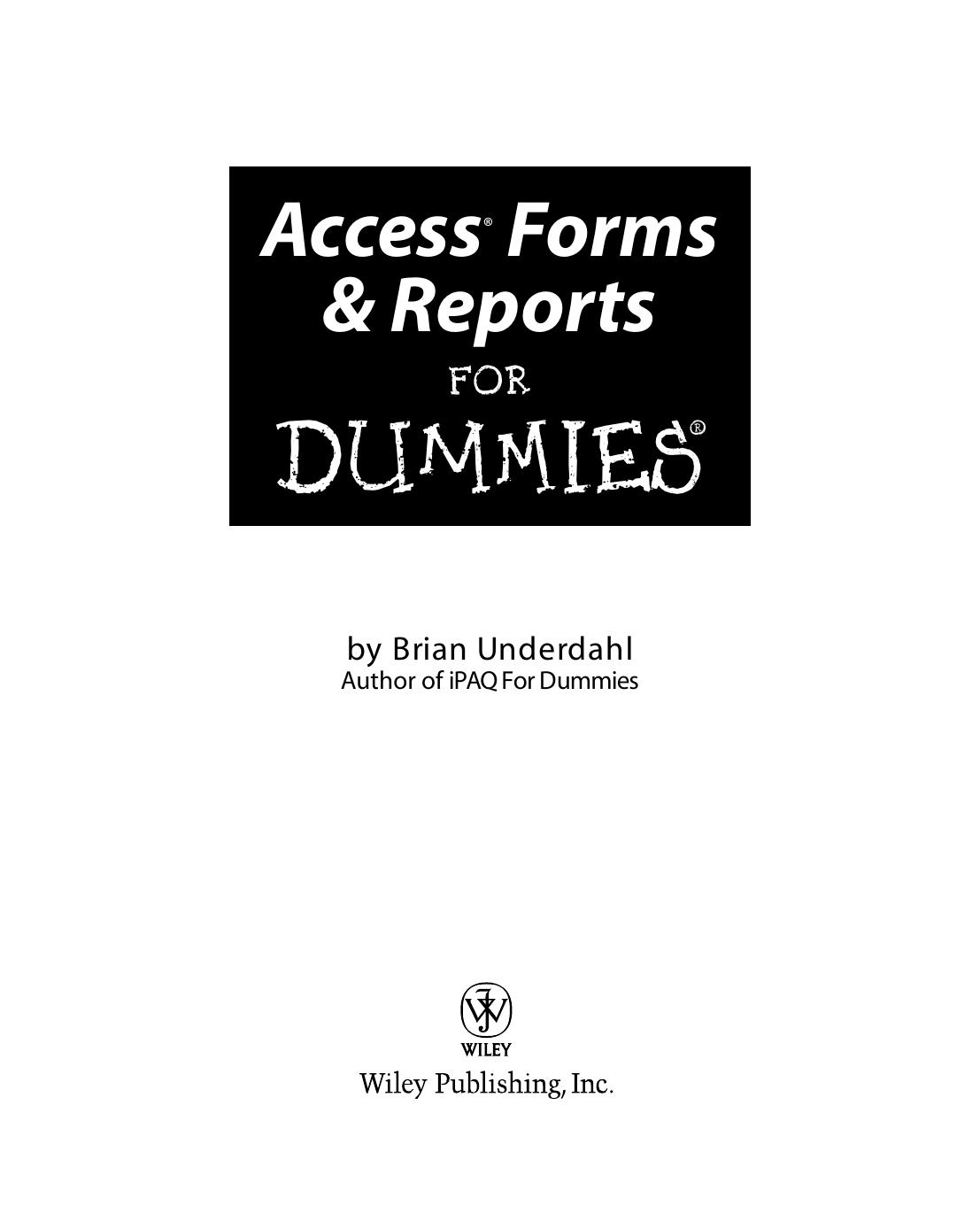 Access Forms & Reports for Dummies
