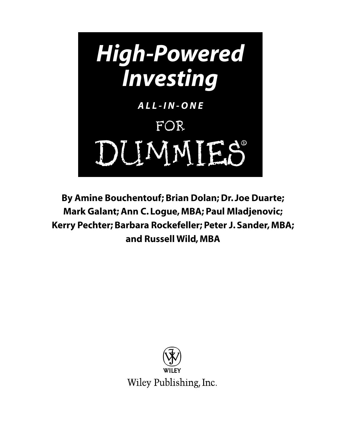 High-Powered Investing All-In-One for Dummies