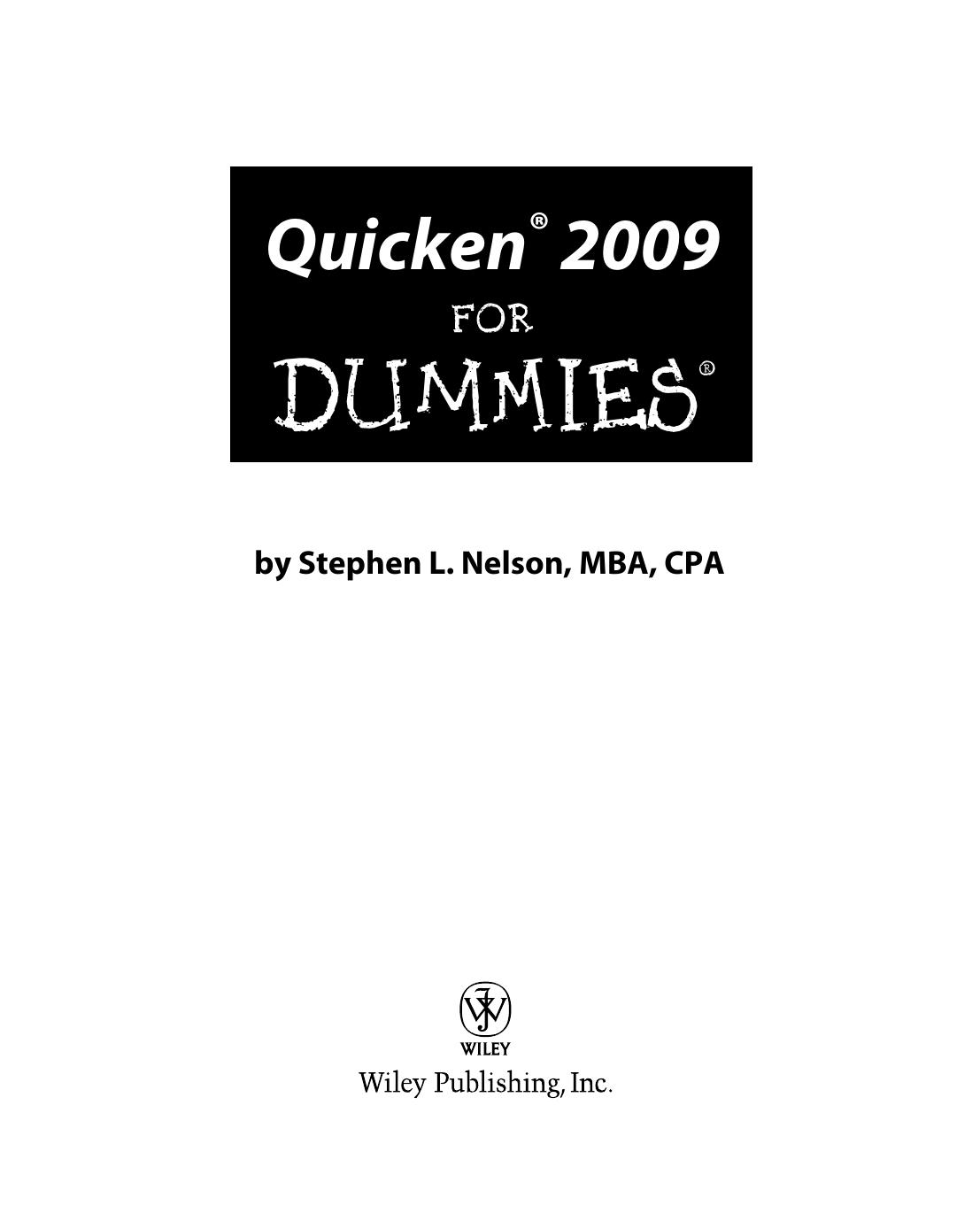 Quicken 2009 for Dummies