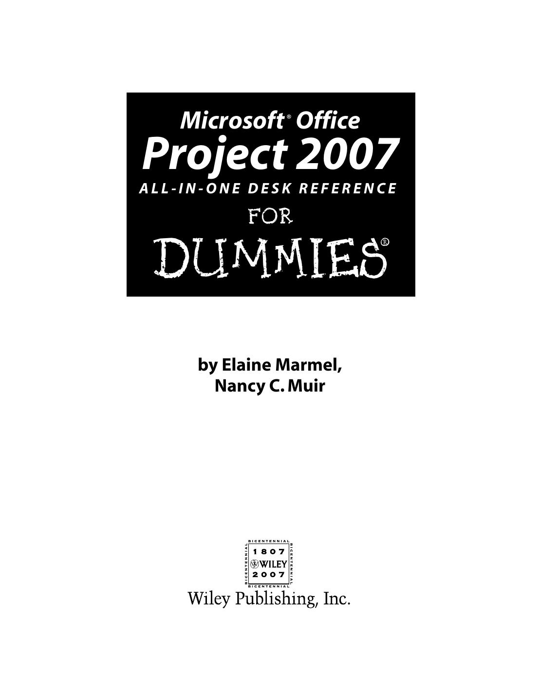 Microsoft Office Project 2007 All-in-One for Dummies