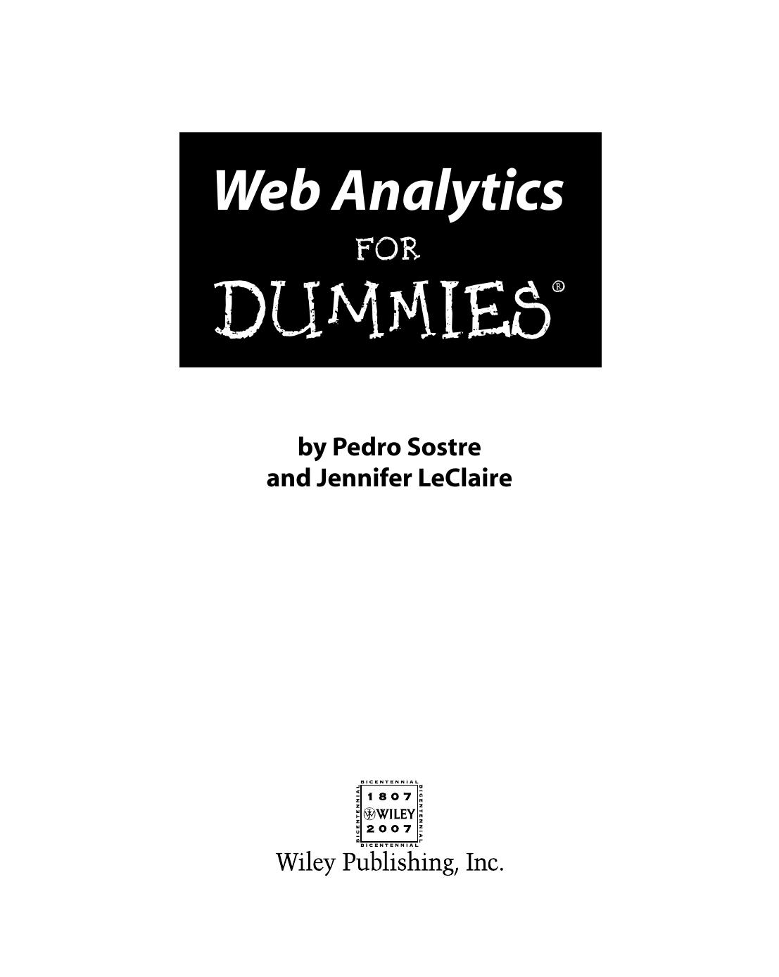 Web Analytics for Dummies ISBN - 0470098244