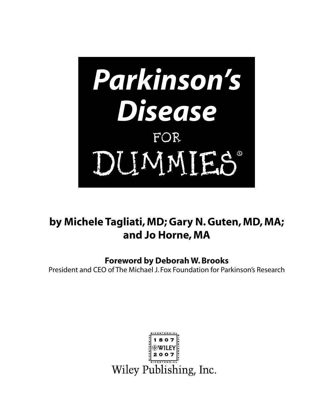 Parkinson's Disease for Dummies ISBN - 0470073950