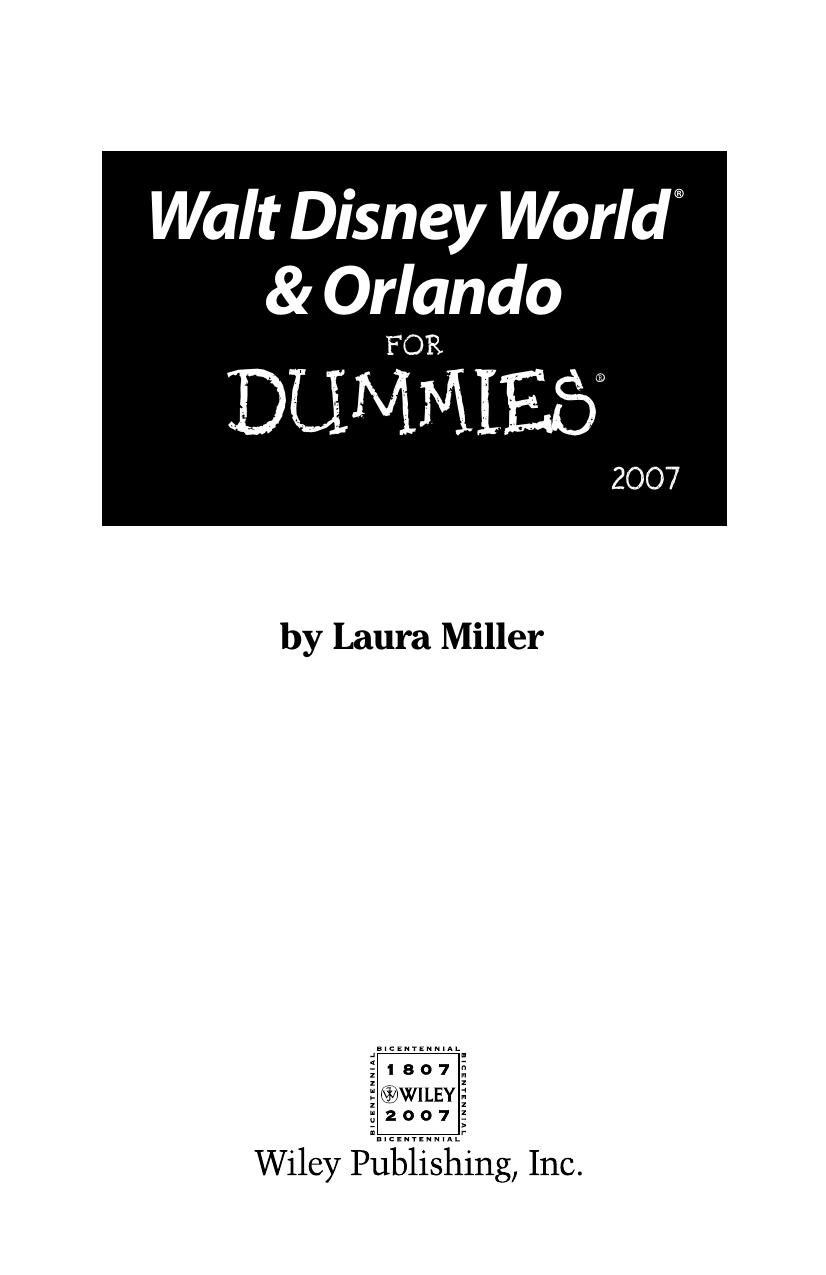 Walt Disney World & Orlando for Dummies 2007 ISBN - 0470043490