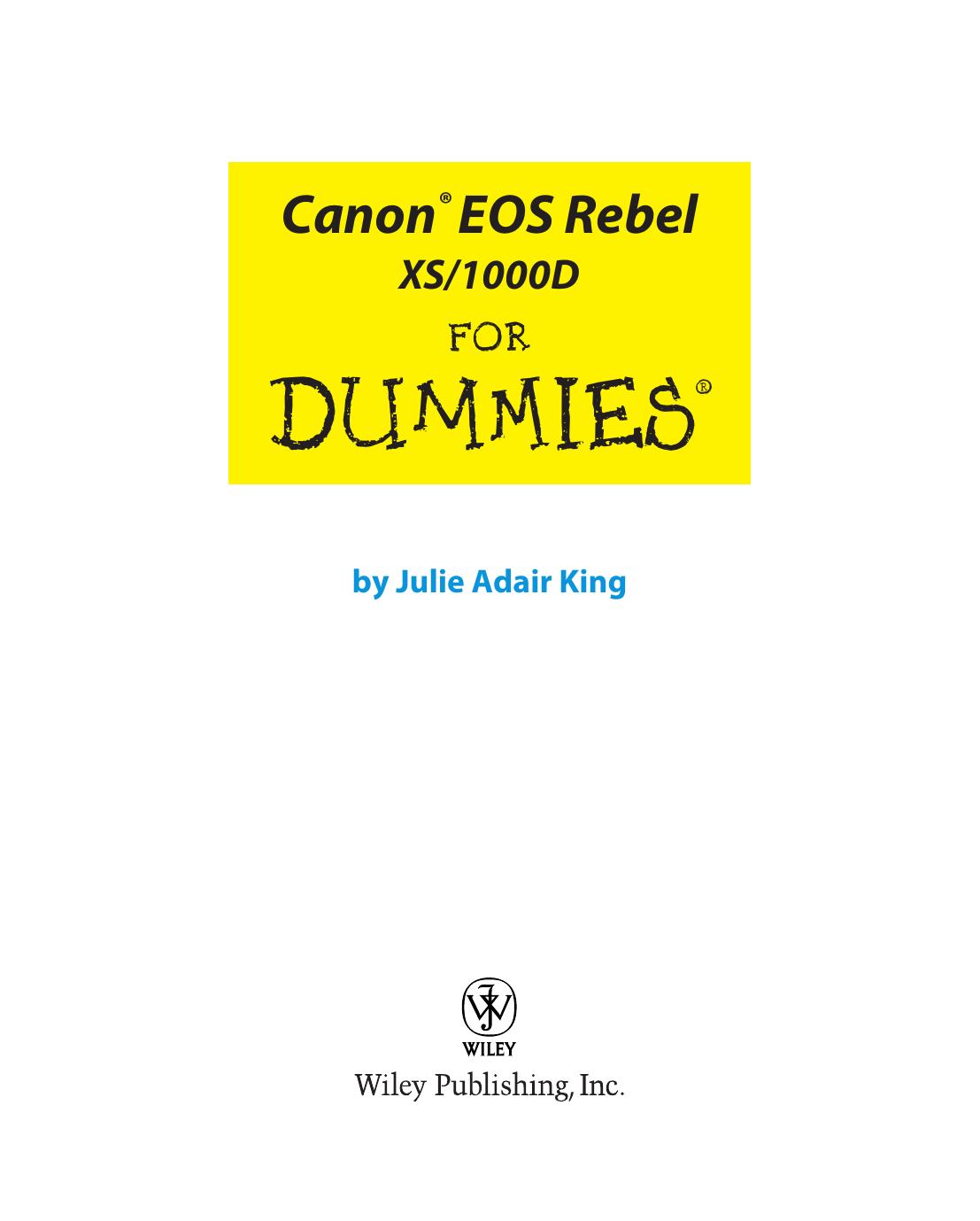 Canon EOS Rebel XS/1000D for Dummies