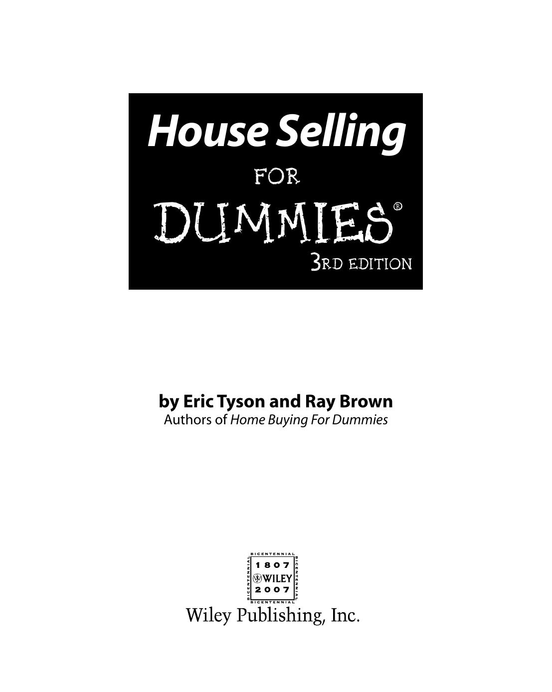 House Selling for Dummies ISBN - 0470170468