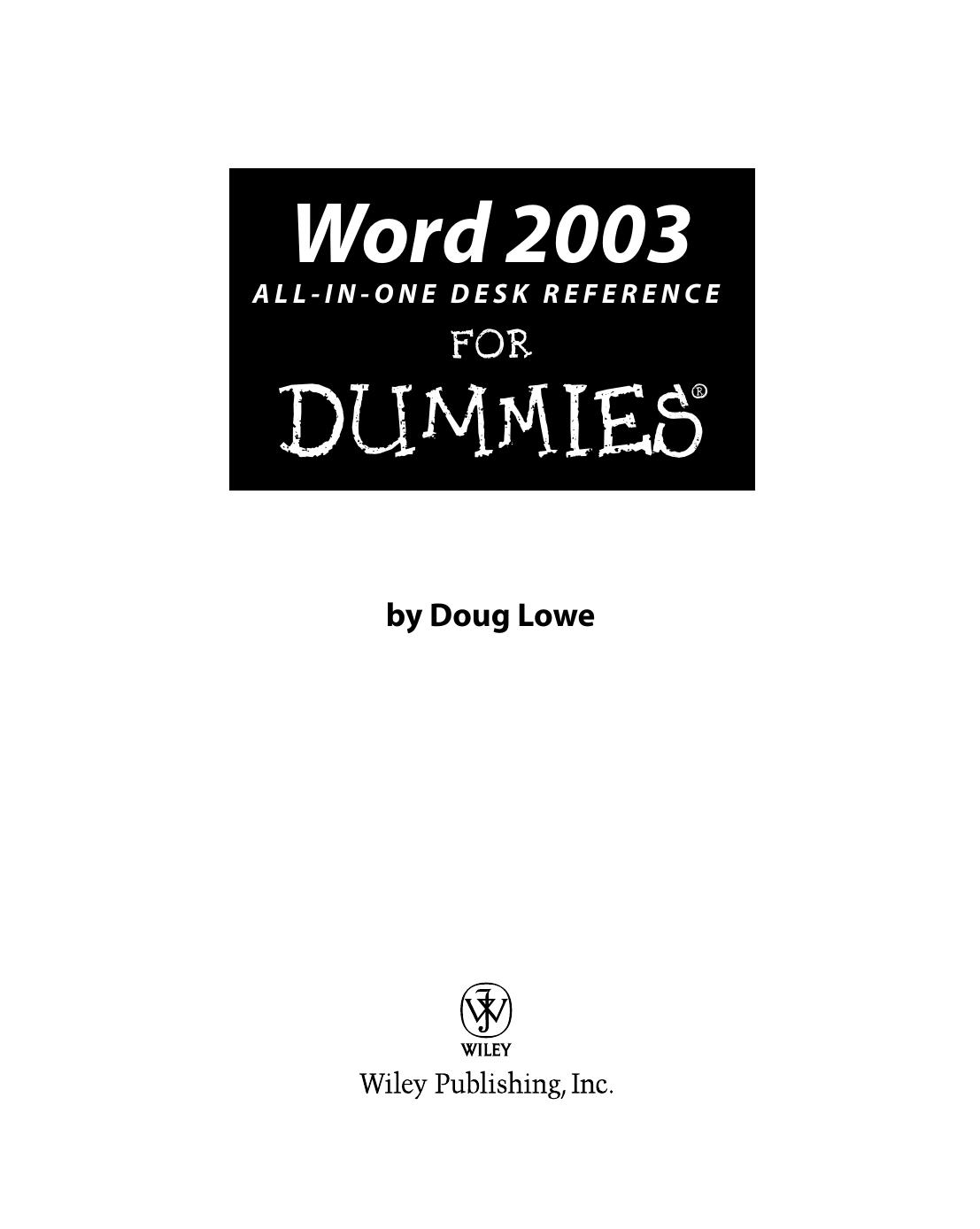 Word 2003 All-In-One Desk Reference for Dummies
