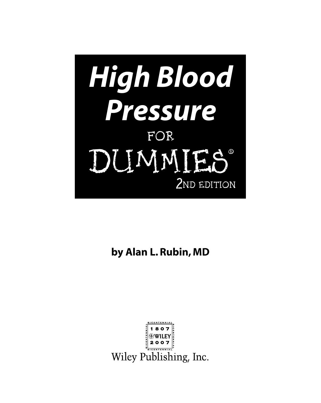 High Blood Pressure for Dummies ISBN - 0470137517