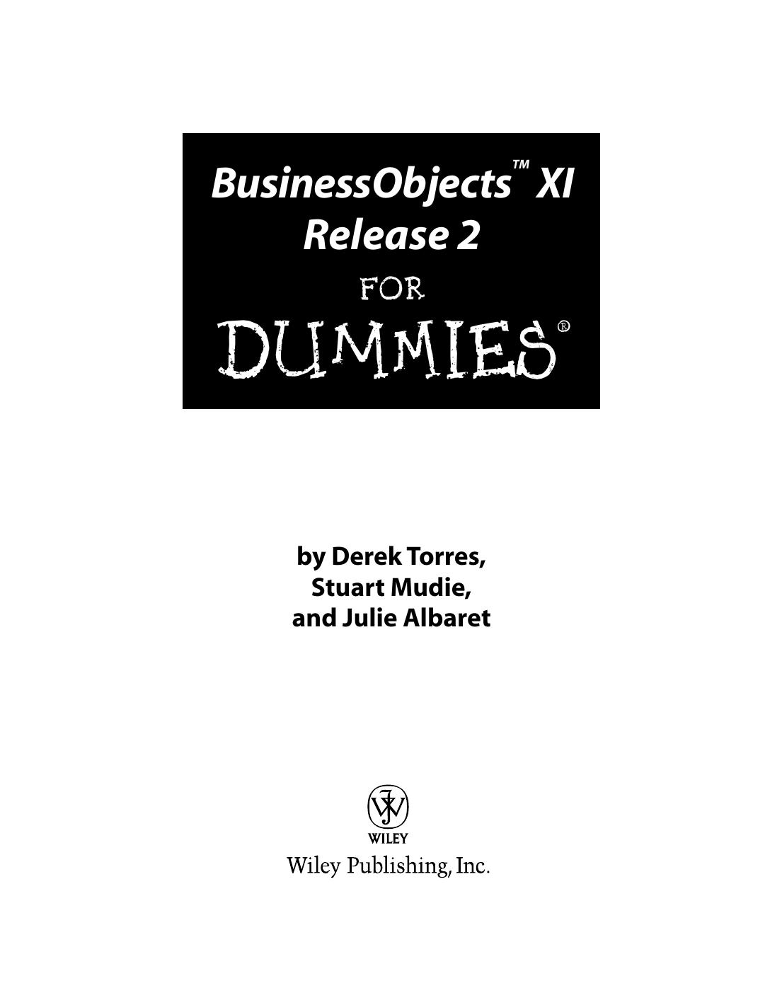 BusinessObjects XI Release 2 for Dummies