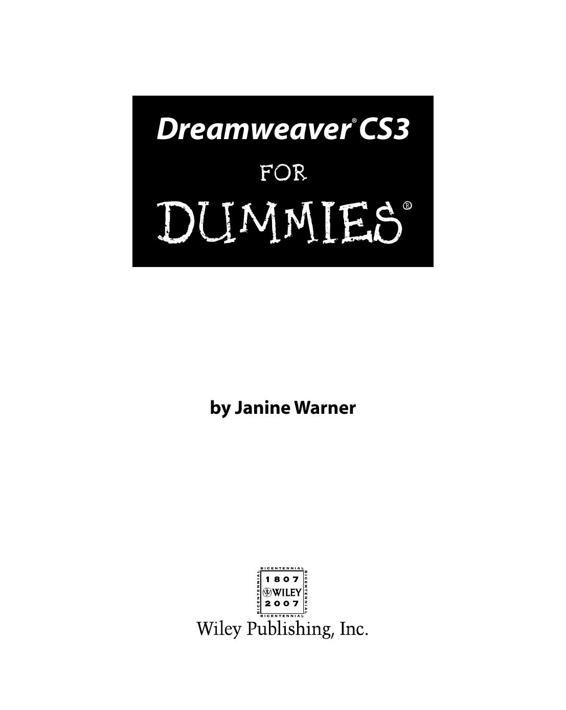Dreamweaver CS3 for Dummies ISBN - 0470114908