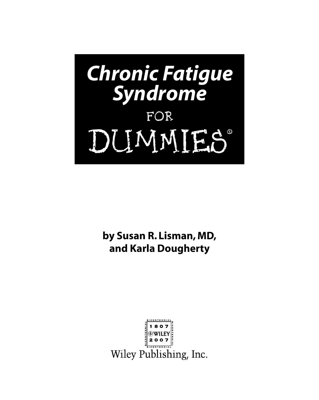 Chronic Fatigue Syndrome for Dummies ISBN